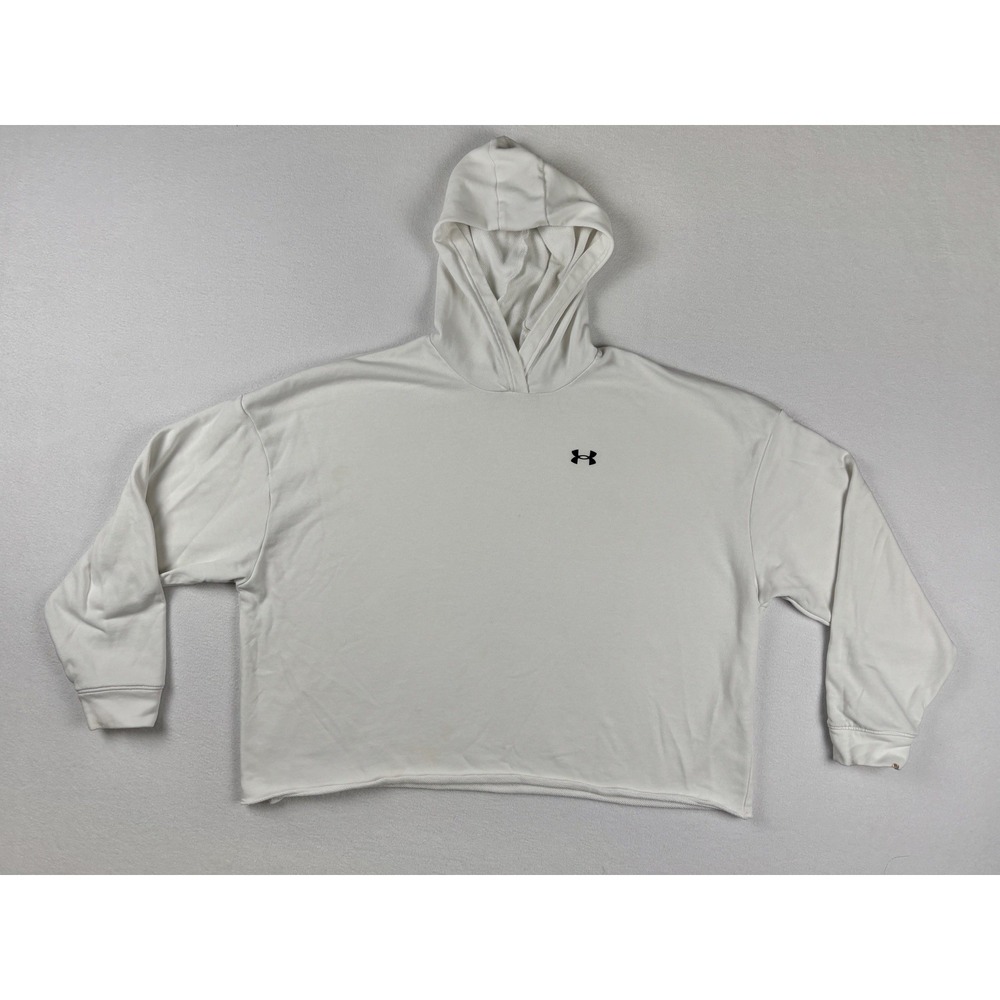 Under Armour Men's White Hoodie Pullover Sweatshirt Size M Logo Athletic Gym